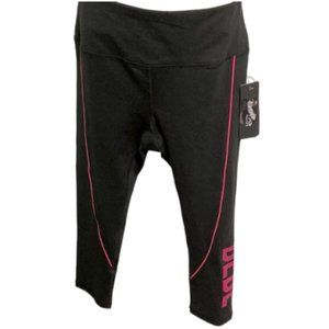 BEBE Sport Capri Work Out Yoga Pants Black Hot Pink Women's Small